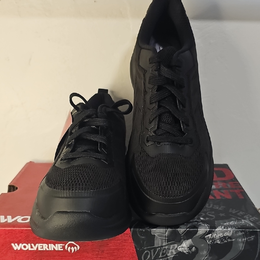 Women's Wolverine Jet Black Mesh Steel-toed Sneakers